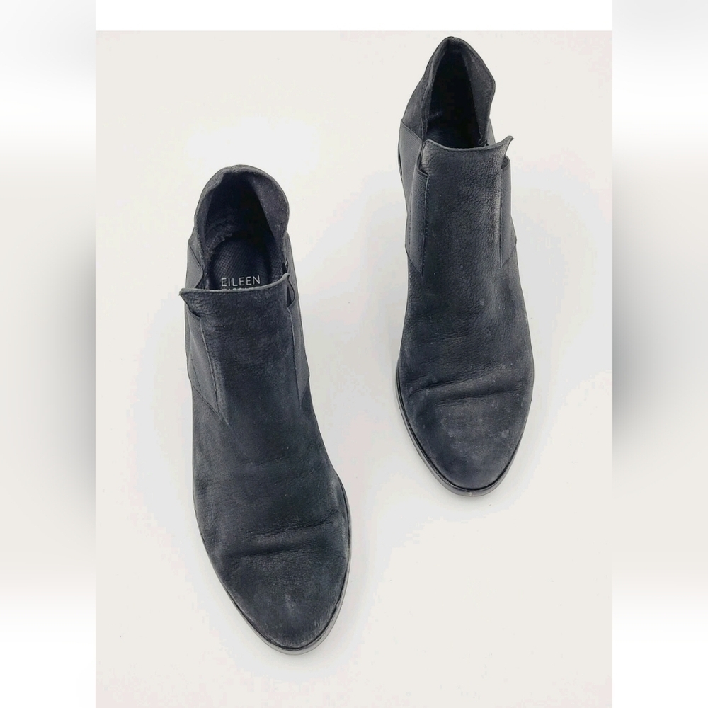 Eileen Fisher Black Suede Almond Toe Stretch Ankle Bootie Size 8 - Picture 3 of 10